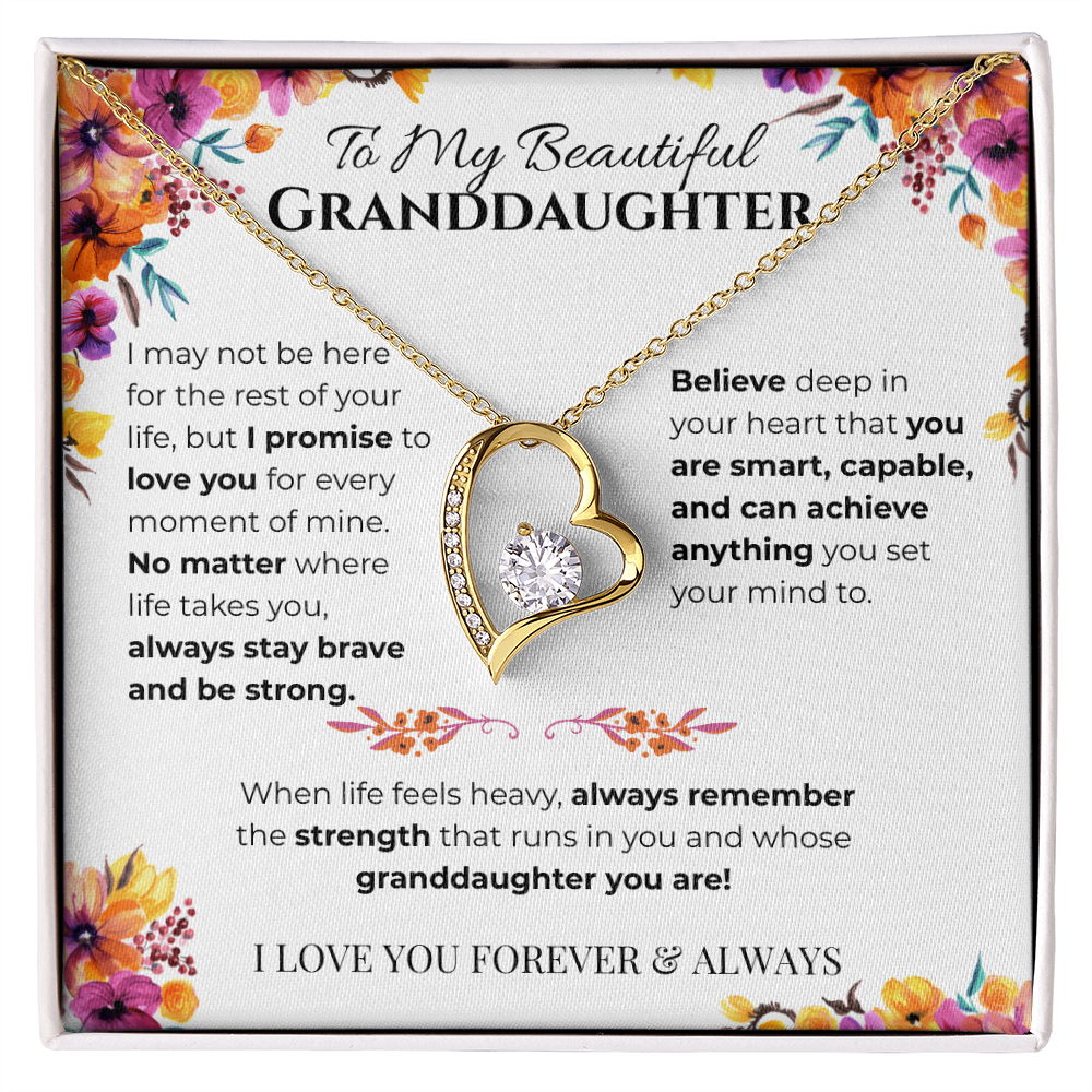 To My Granddaughter Heart Necklace- Bouquet