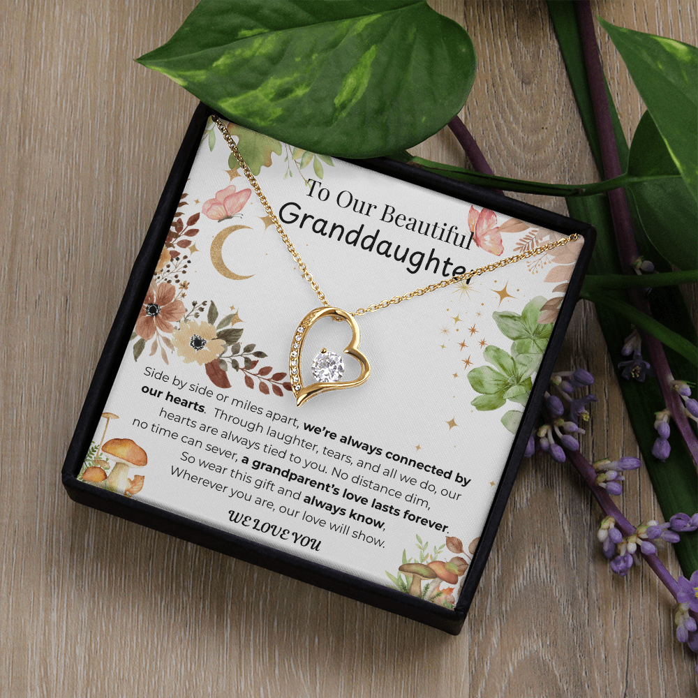 To Our Granddaughter Heart Necklace- Floral