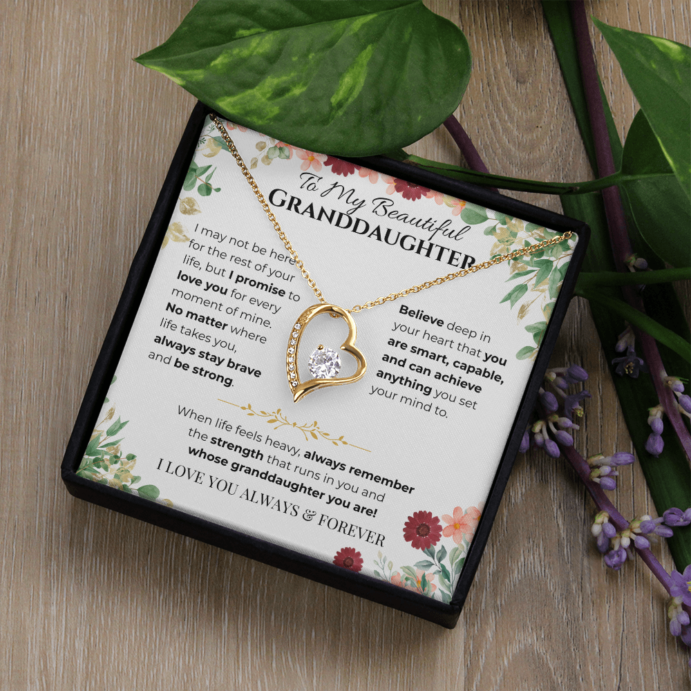 To My Granddaughter Heart Necklace - Vines & Daises