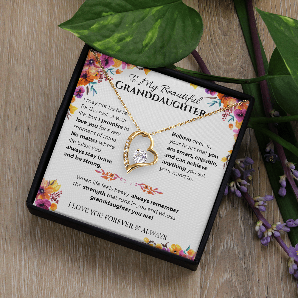 To My Granddaughter Heart Necklace- Bouquet