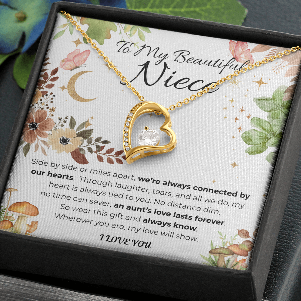 To My Niece Heart Necklace- Floral
