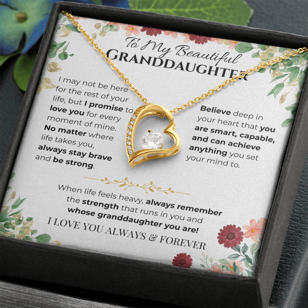 To My Granddaughter Heart Necklace - Vines & Daises