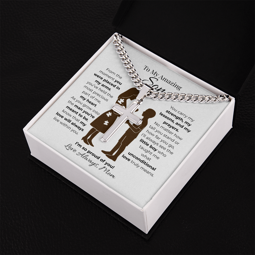 To My Son Cuban Link Cross Chain -Pieces of me