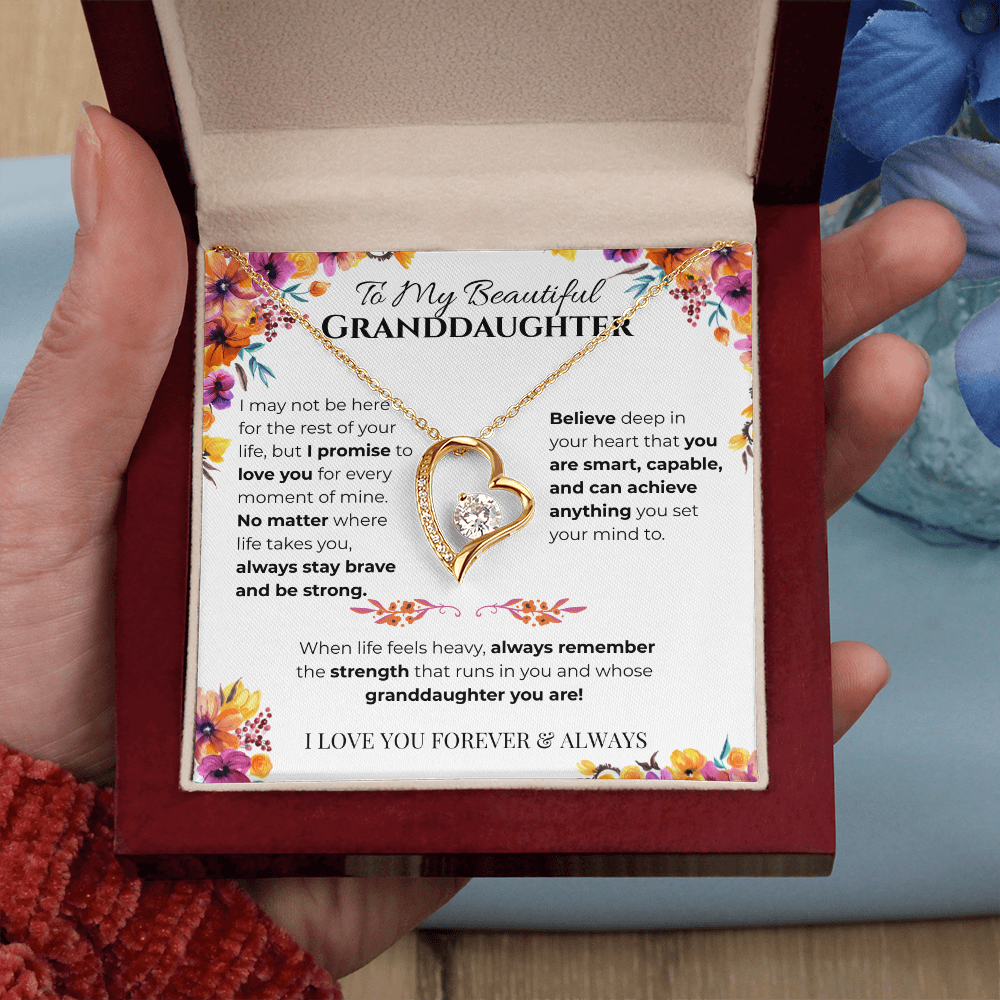 To My Granddaughter Heart Necklace- Bouquet