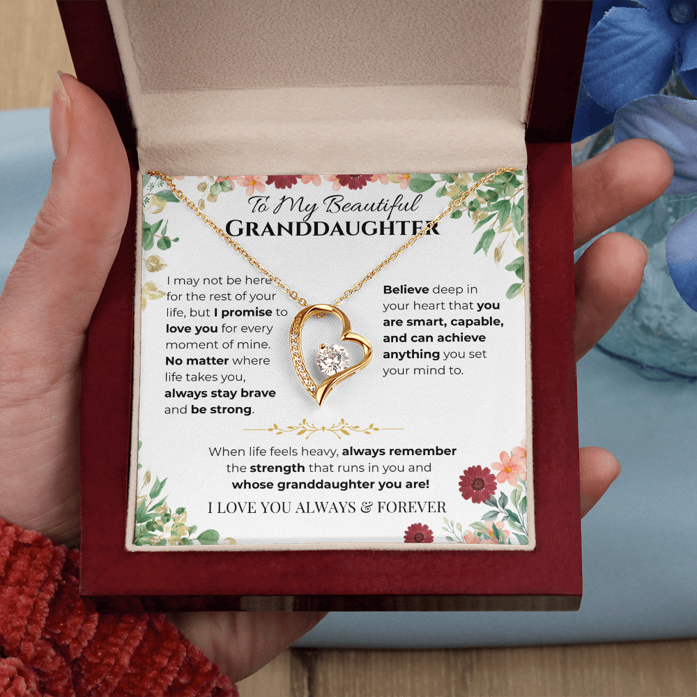 To My Granddaughter Heart Necklace - Vines & Daises