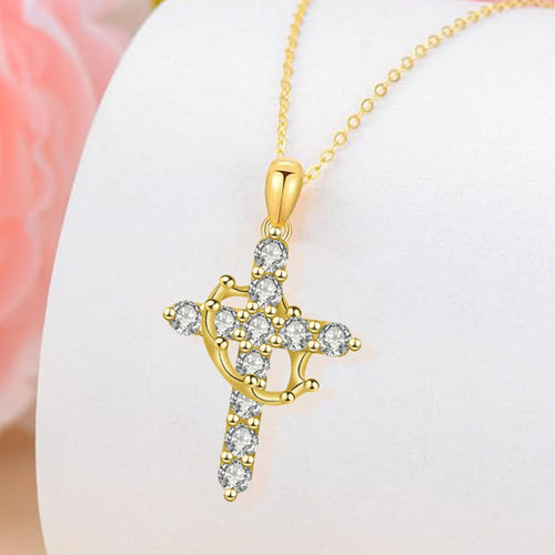 Birthstone Crown Cross Faith Necklace