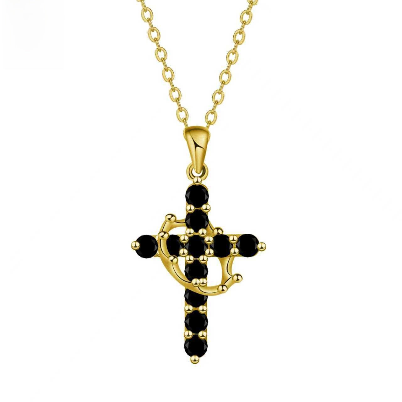 Birthstone Crown Cross Faith Necklace