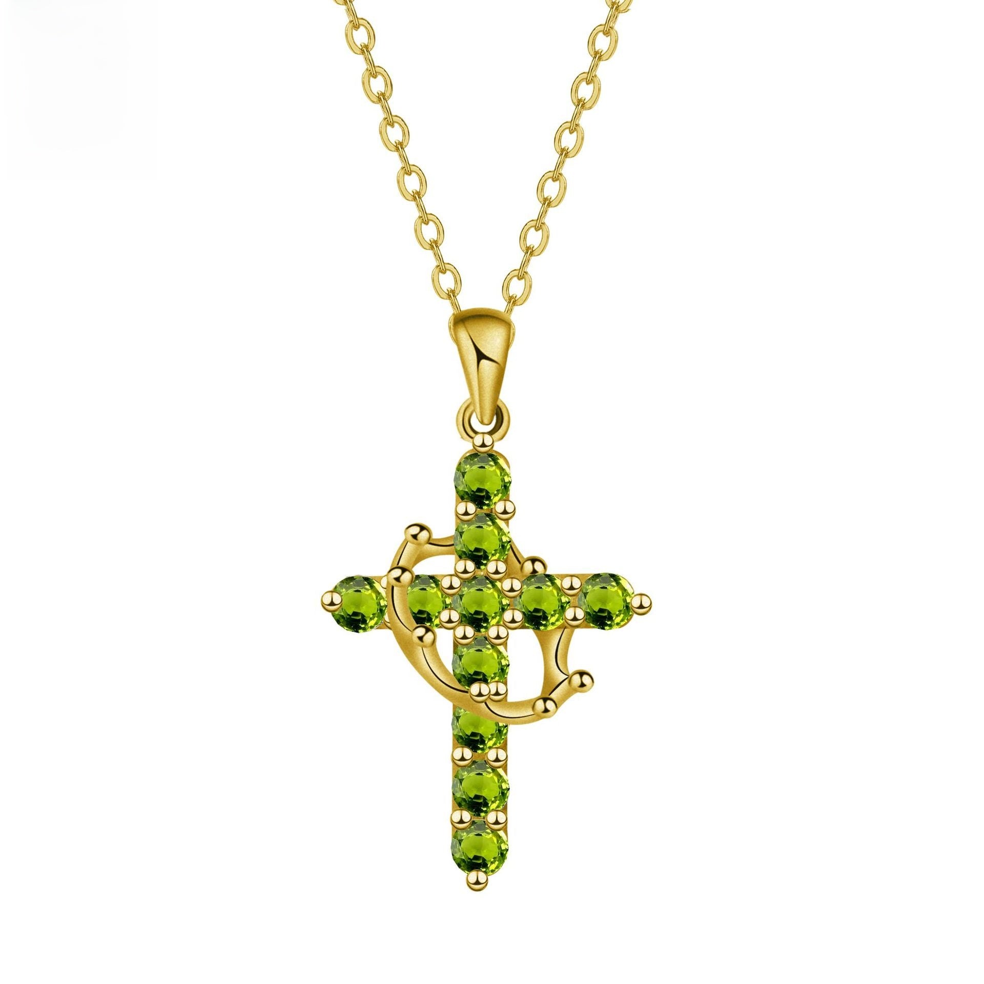 Birthstone Crown Cross Faith Necklace