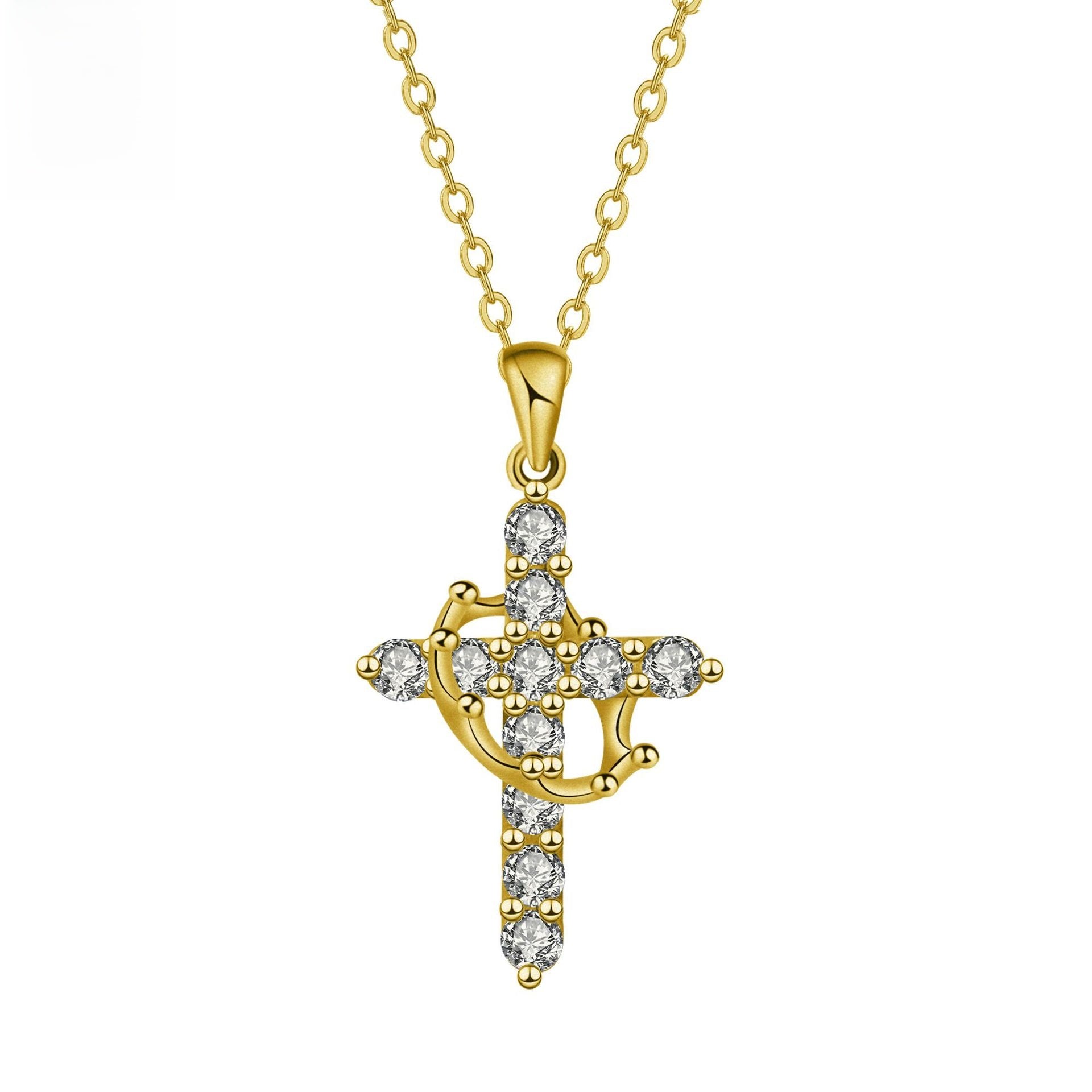 Birthstone Crown Cross Faith Necklace