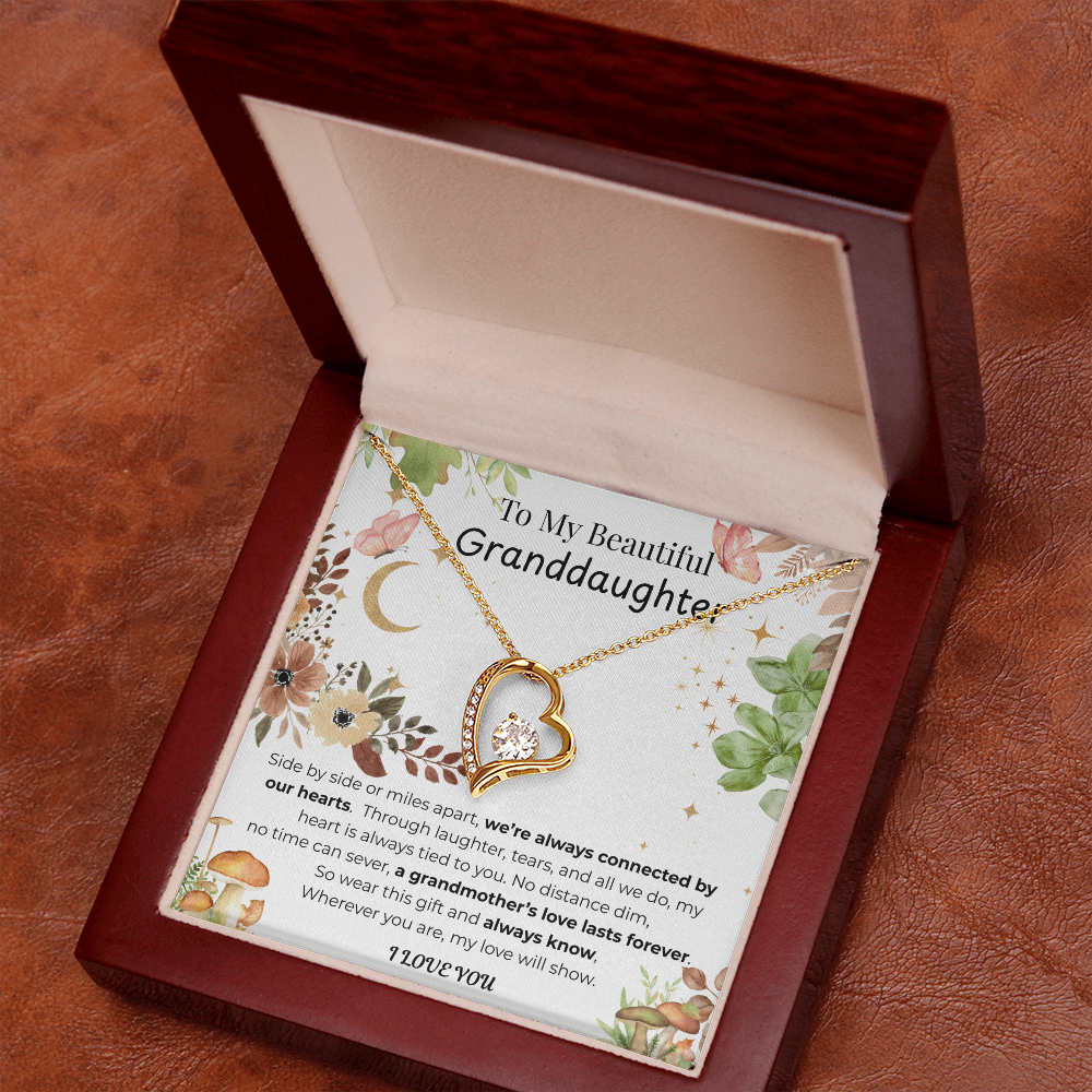 To My Granddaughter Heart Necklace Floral