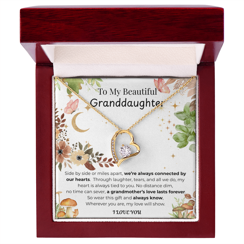 To My Granddaughter Heart Necklace Floral
