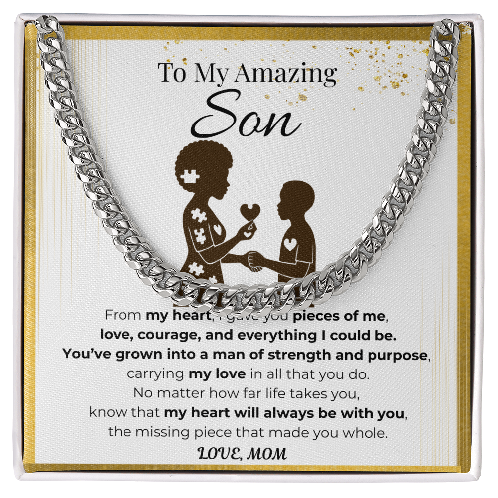 To My Son Cuban Link Chain - Pieces of Me B