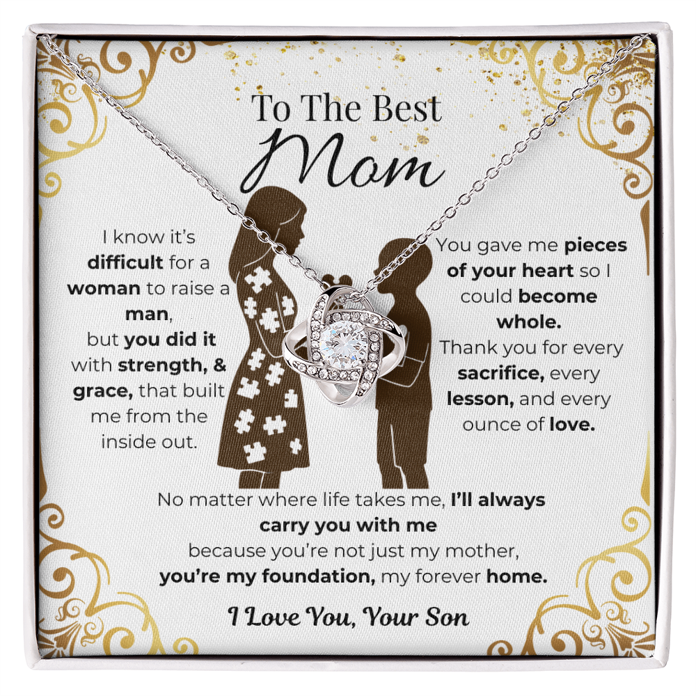 To My Mom, From Son, Love Knot Necklace- Pieces of Me