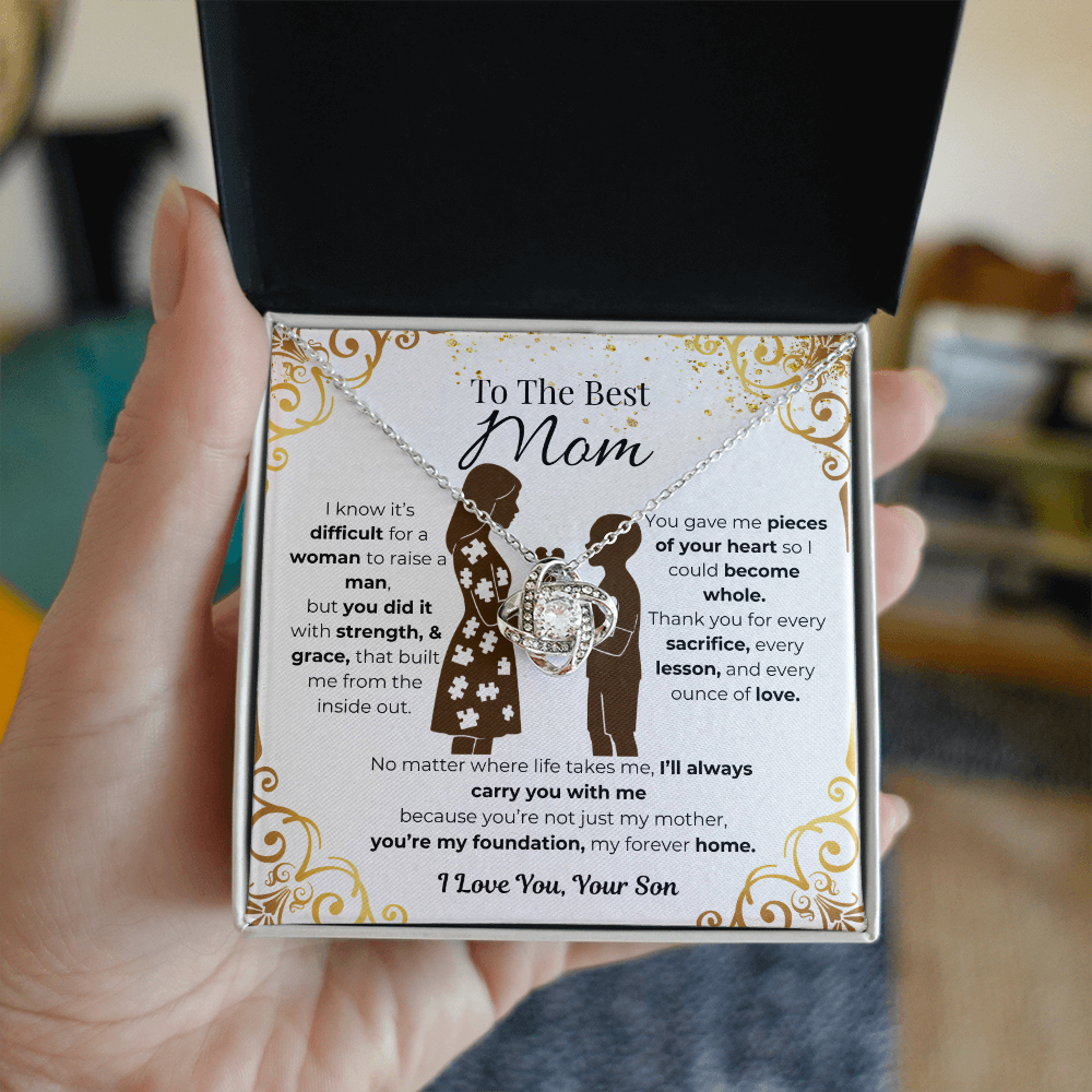 To My Mom, From Son, Love Knot Necklace- Pieces of Me