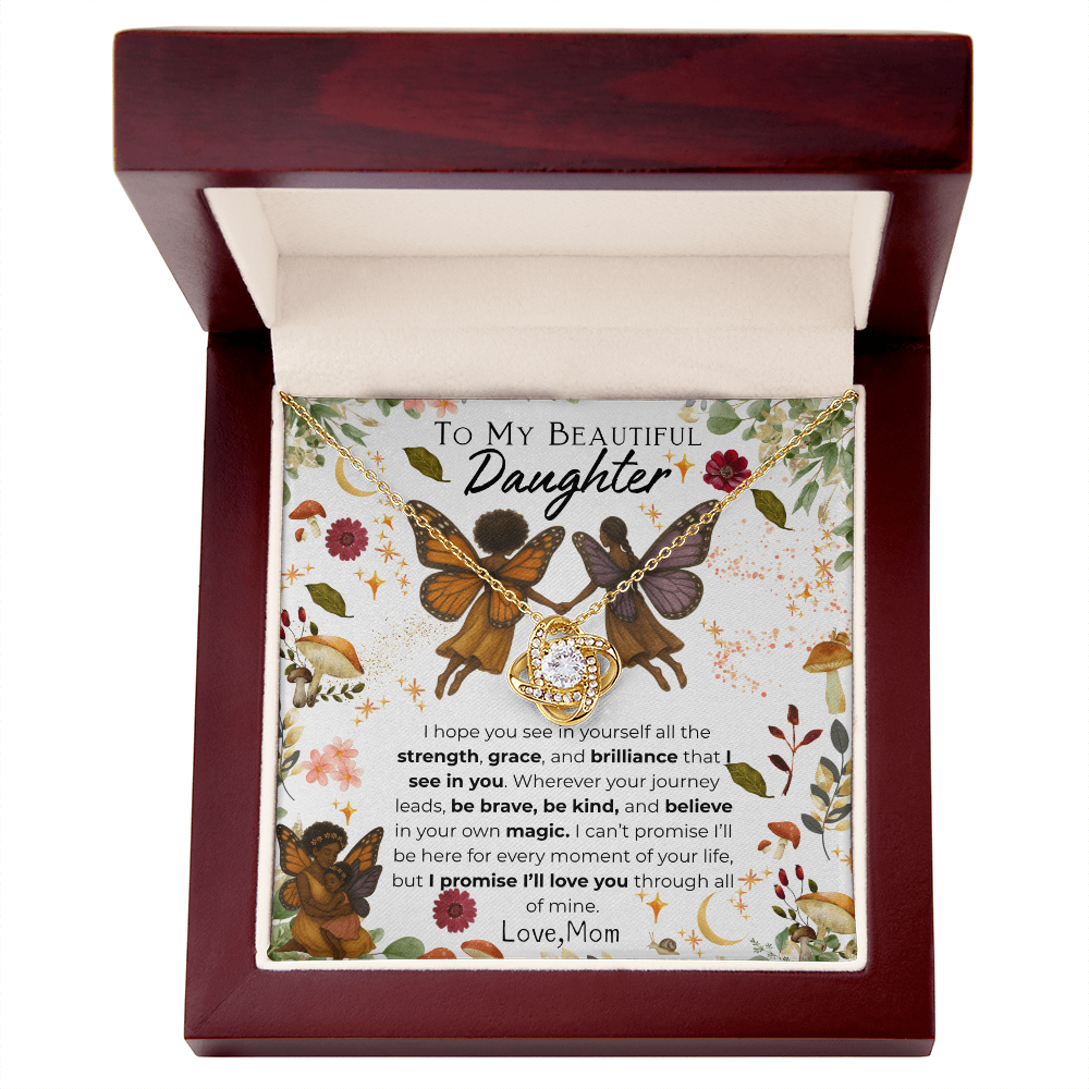 To My Daughter Love Knot Necklace- Fairy Girls