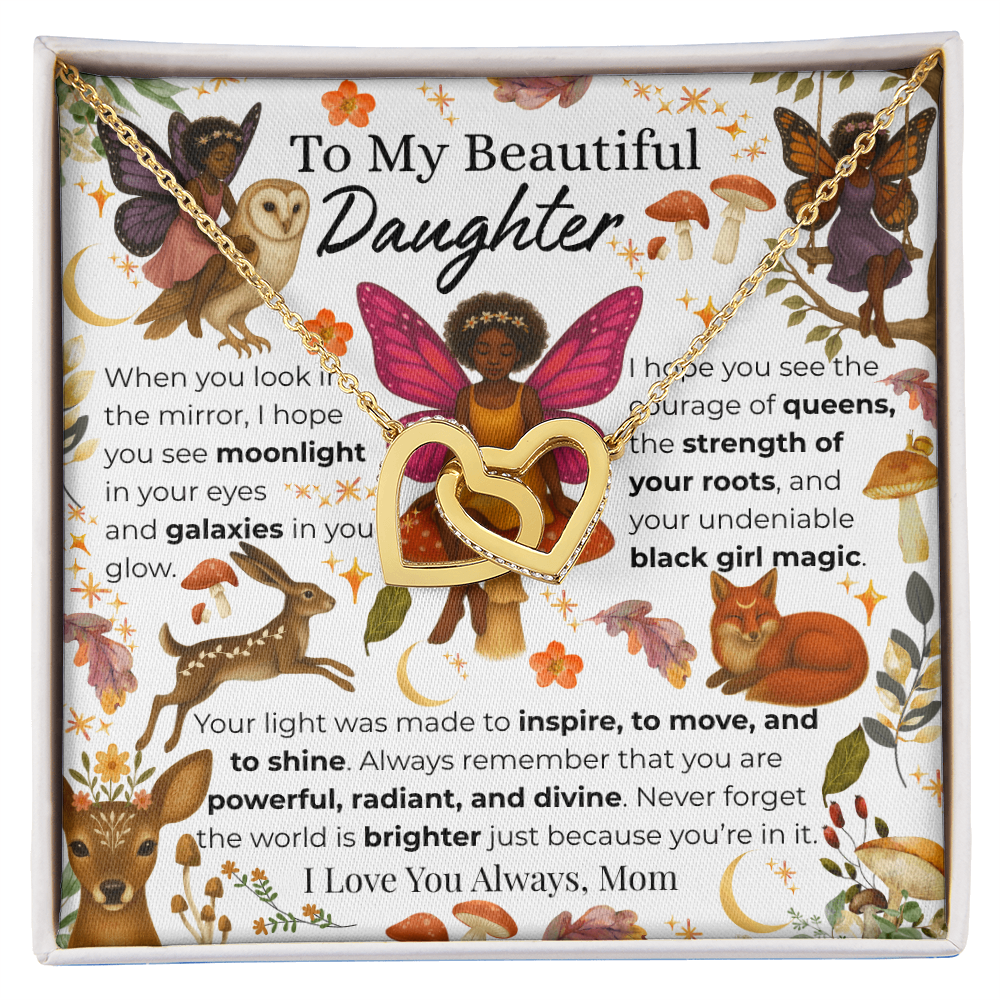 To My Daughter Interlocking Heart Necklace- Fairy Forest