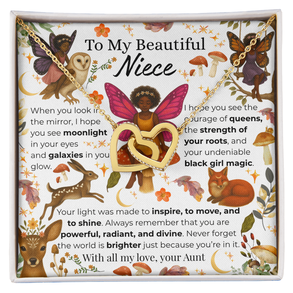 To My Niece Interlocking Heart Necklace- Fairy Forest