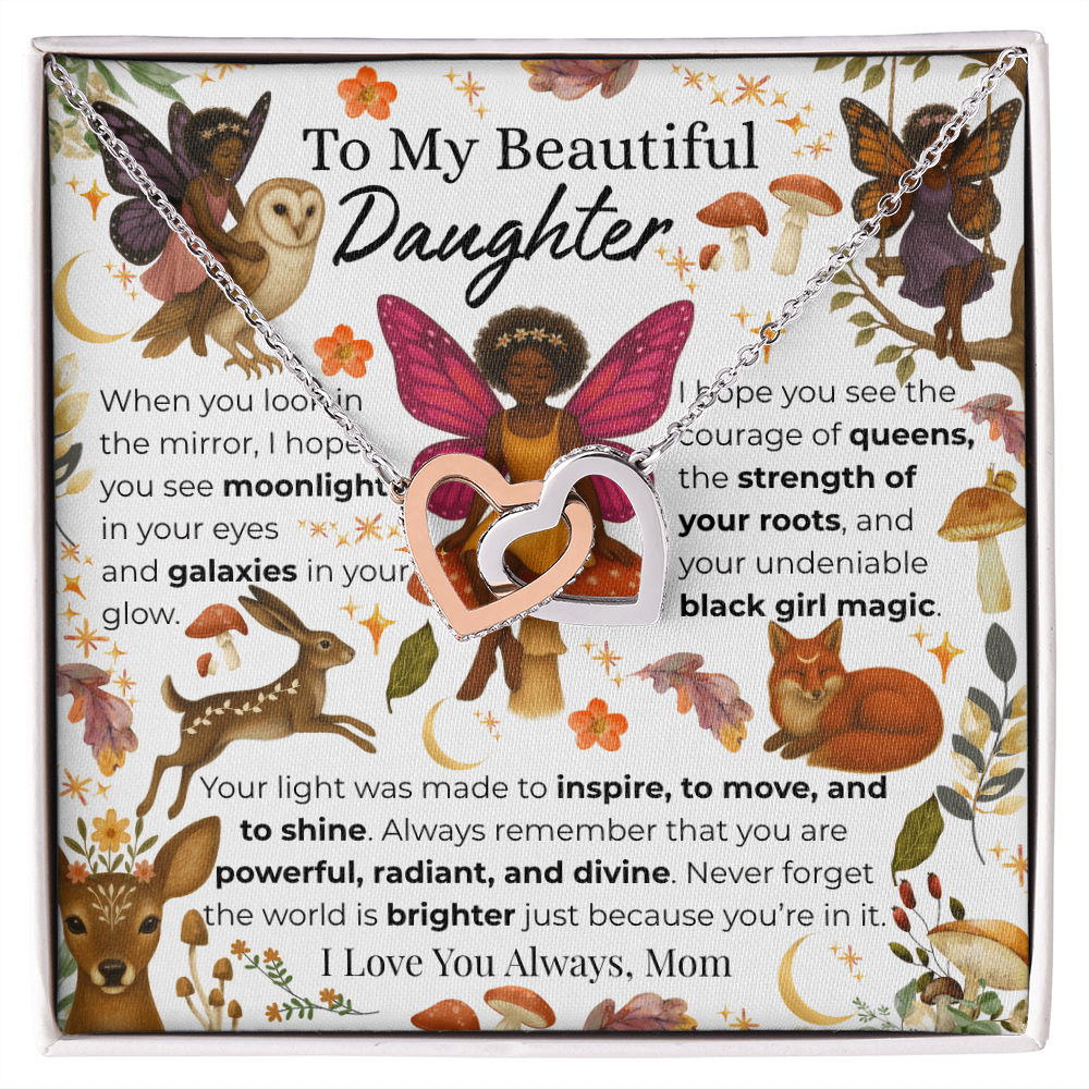 To My Daughter Interlocking Heart Necklace- Fairy Forest