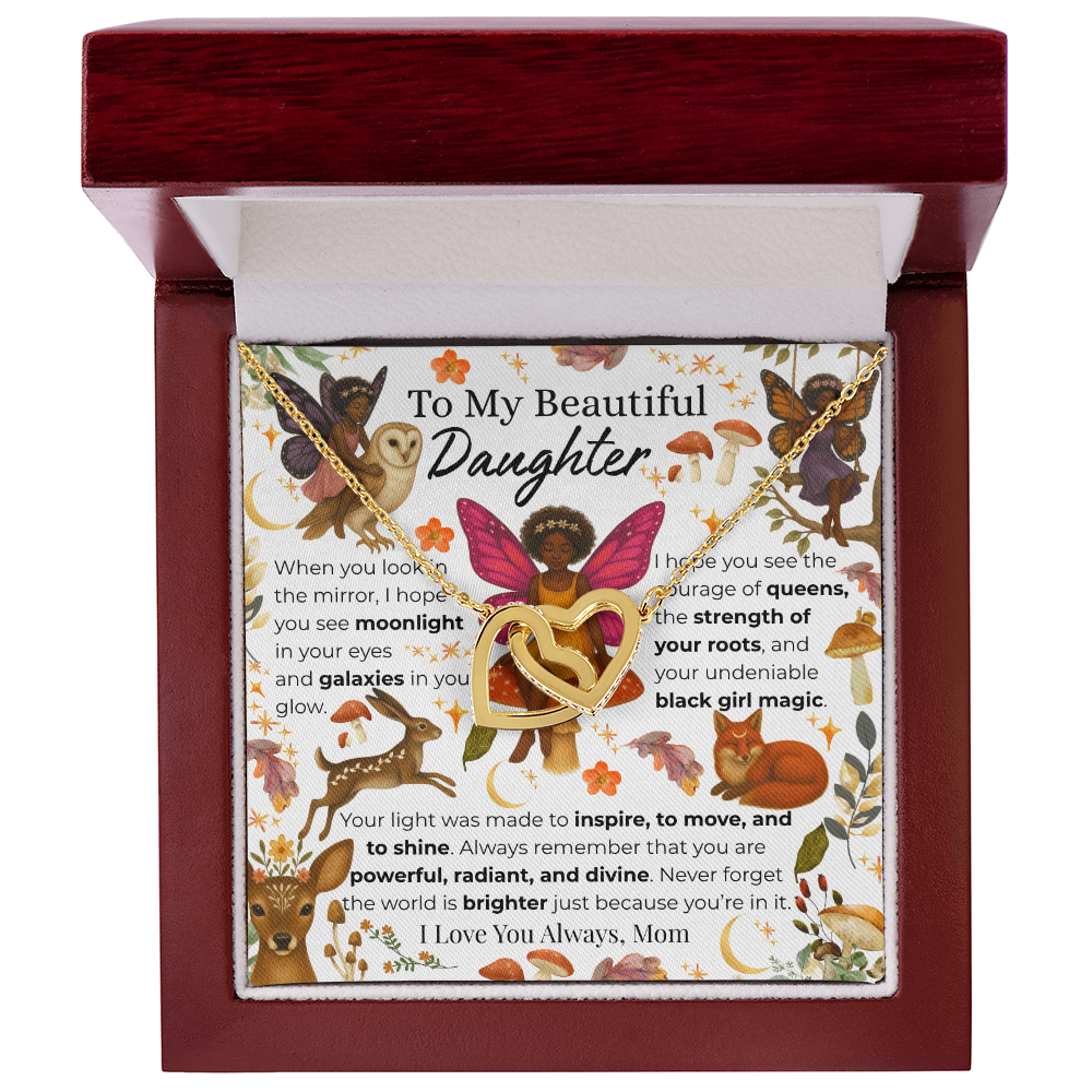 To My Daughter Interlocking Heart Necklace- Fairy Forest