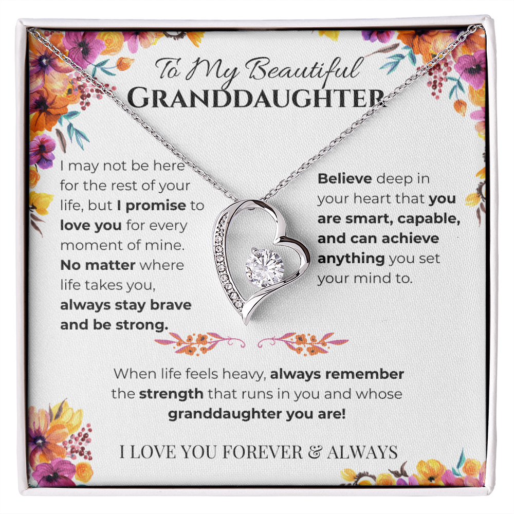 To My Granddaughter Heart Necklace- Bouquet