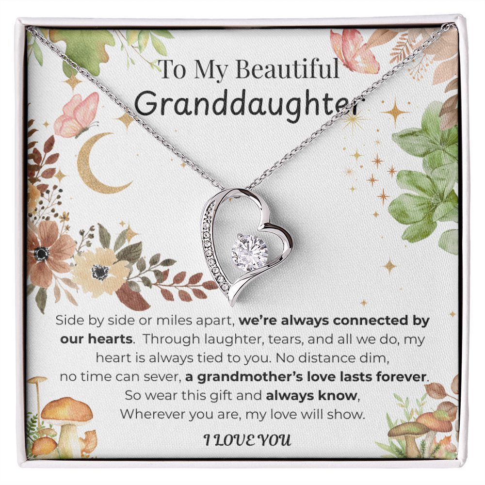 To My Granddaughter Heart Necklace Floral