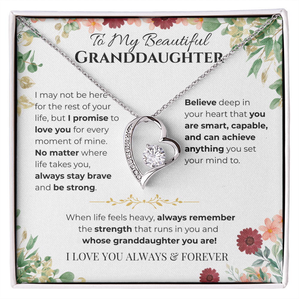 To My Granddaughter Heart Necklace - Vines & Daises