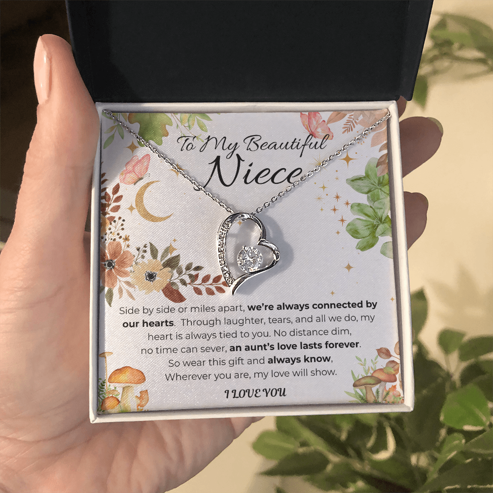To My Niece Heart Necklace- Floral