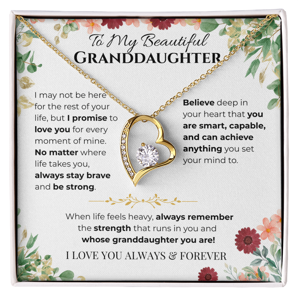 To My Granddaughter Heart Necklace - Vines & Daises