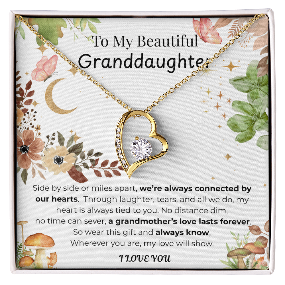 To My Granddaughter Heart Necklace Floral