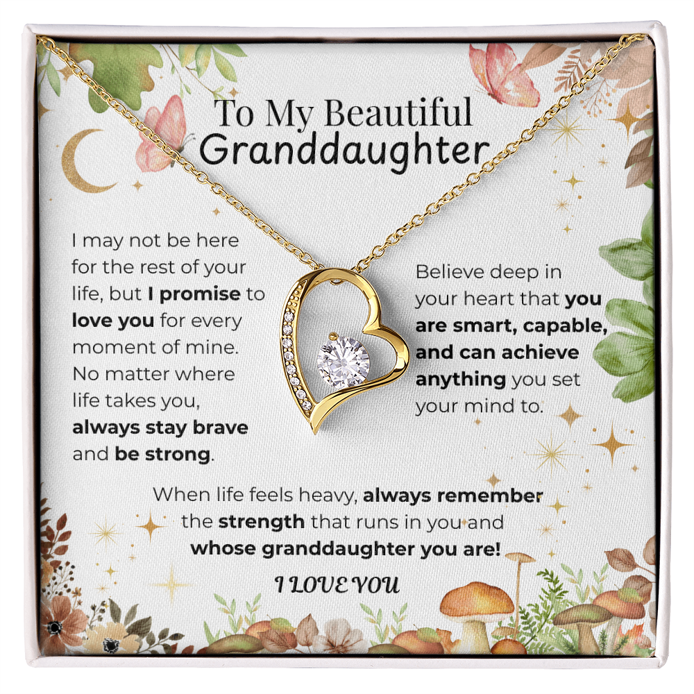 To My Granddaughter Heart Necklace -Floral 2