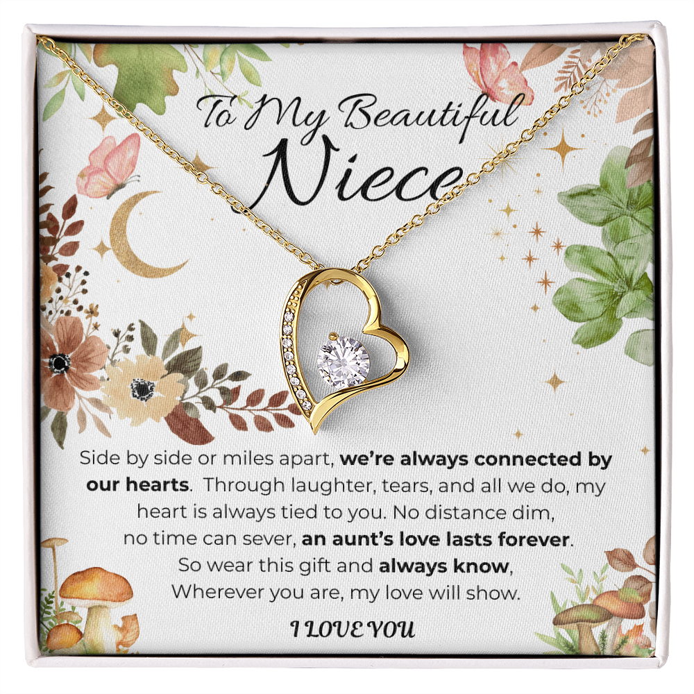 To My Niece Heart Necklace- Floral