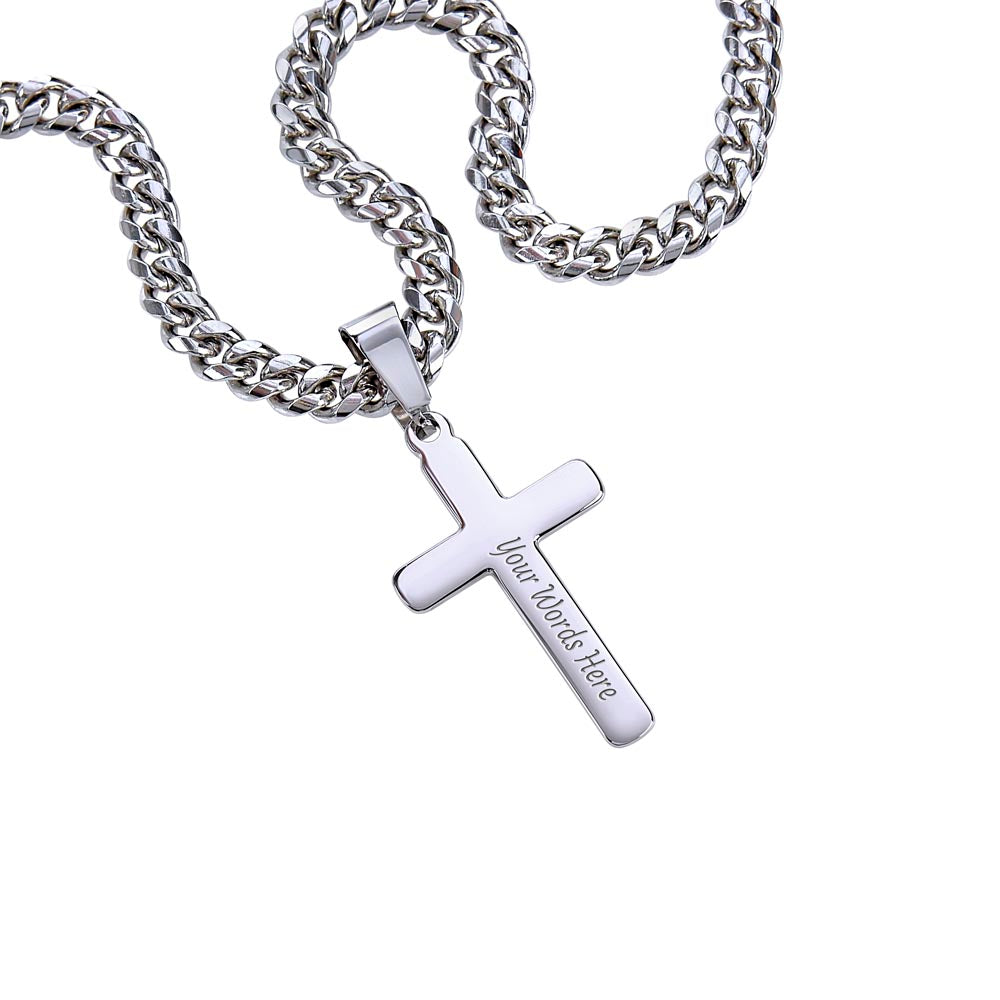 To My Son Cuban Link Cross Chain -Pieces of me B