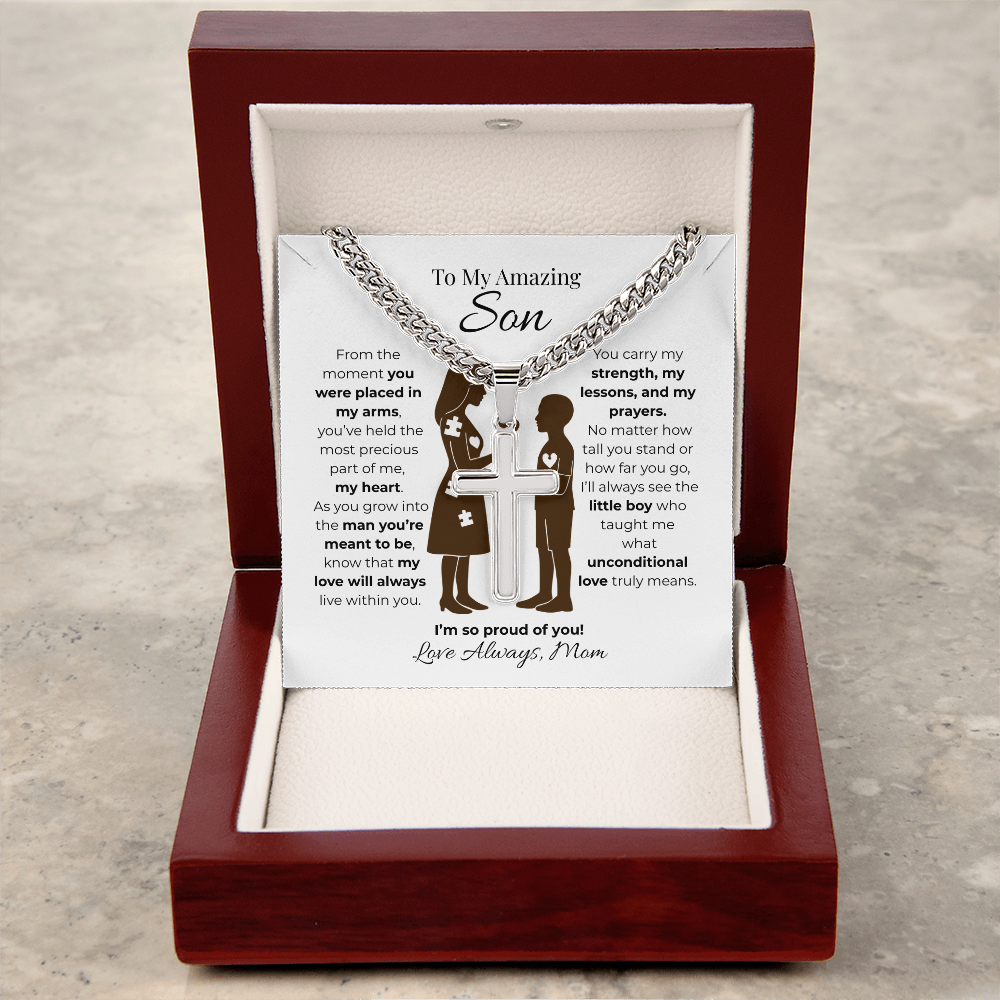 To My Son Cuban Link Cross Chain -Pieces of me