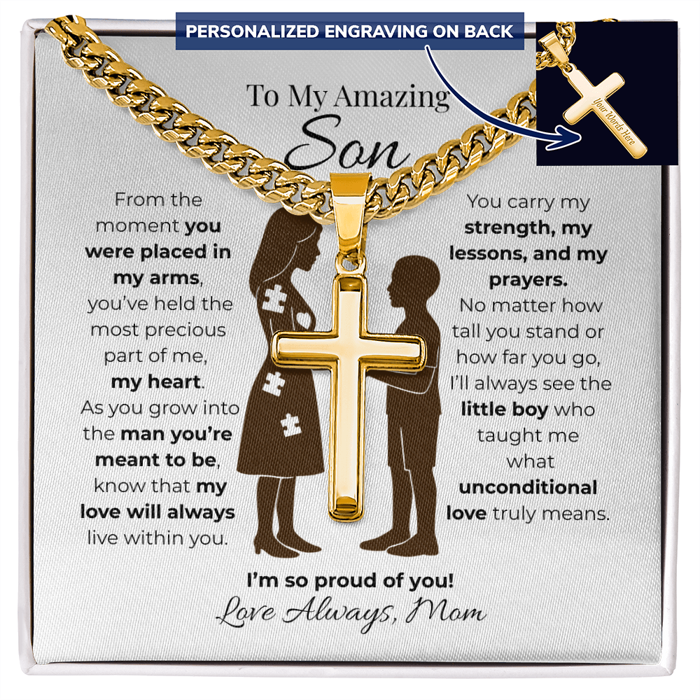 To My Son Cuban Link Cross Chain -Pieces of me