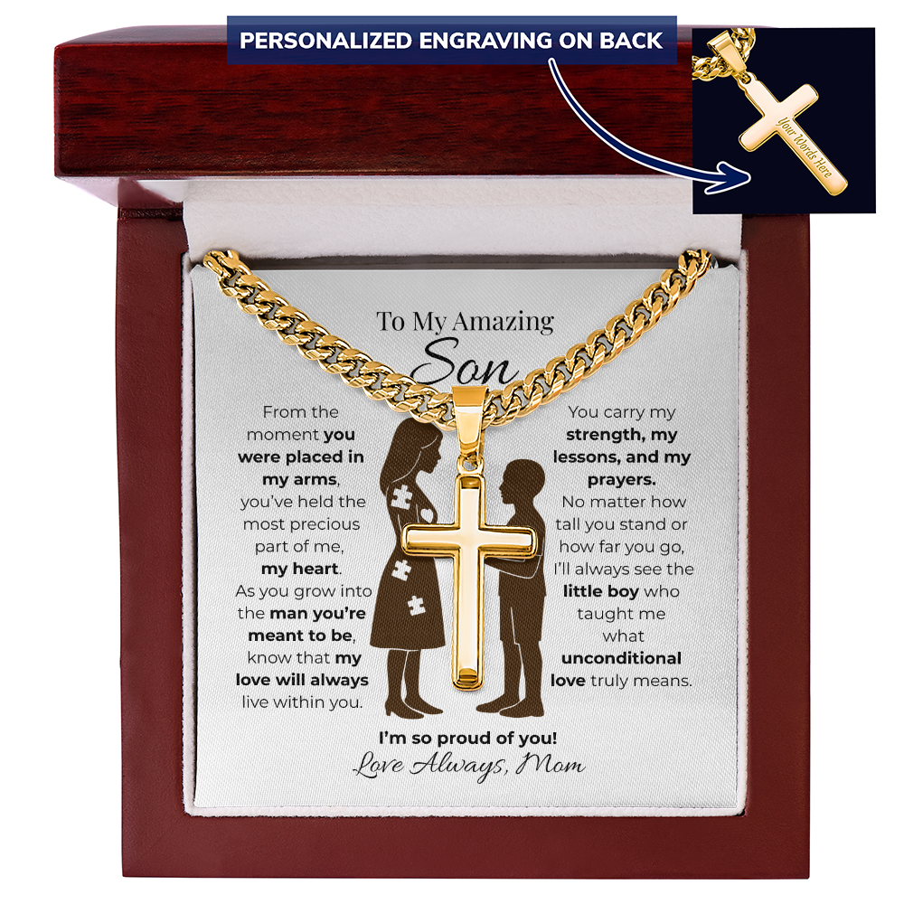 To My Son Cuban Link Cross Chain -Pieces of me