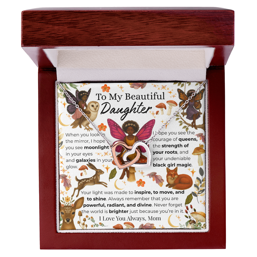 To My Daughter Interlocking Heart Necklace- Fairy Forest