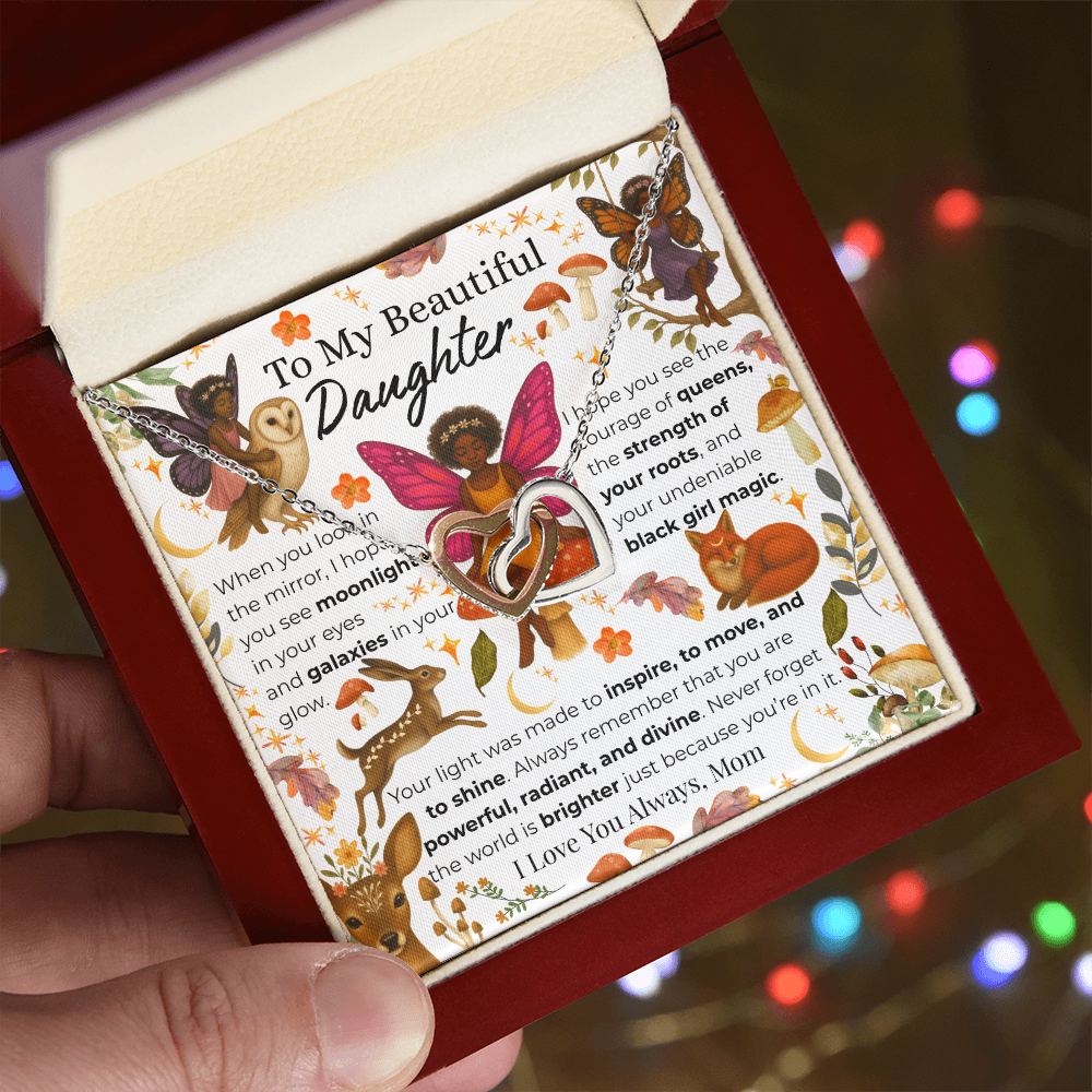 To My Daughter Interlocking Heart Necklace- Fairy Forest