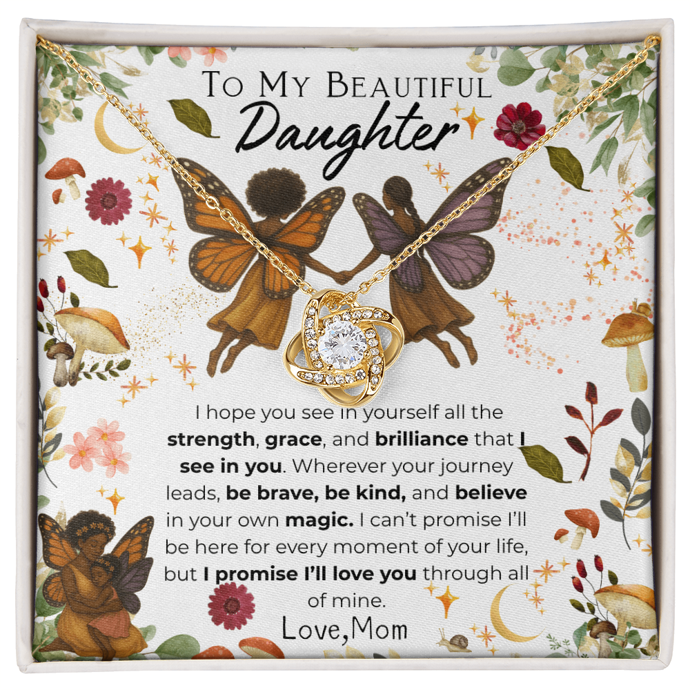 To My Daughter Love Knot Necklace- Fairy Girls